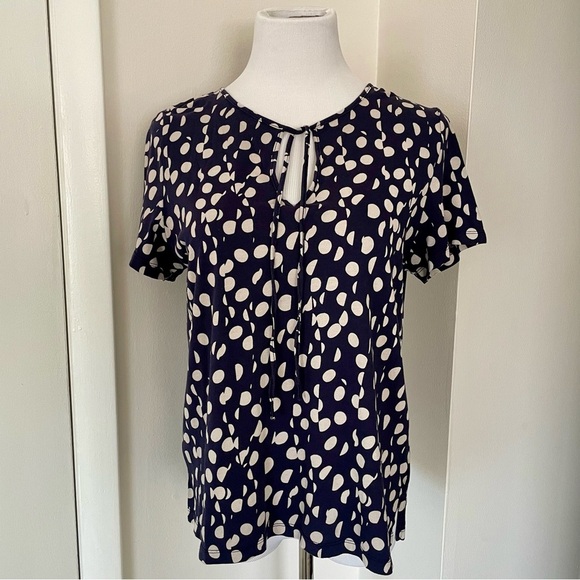 Maeve by Anthropology Clemente Tee Navy Polka Dot Size Large - Picture 7 of 16